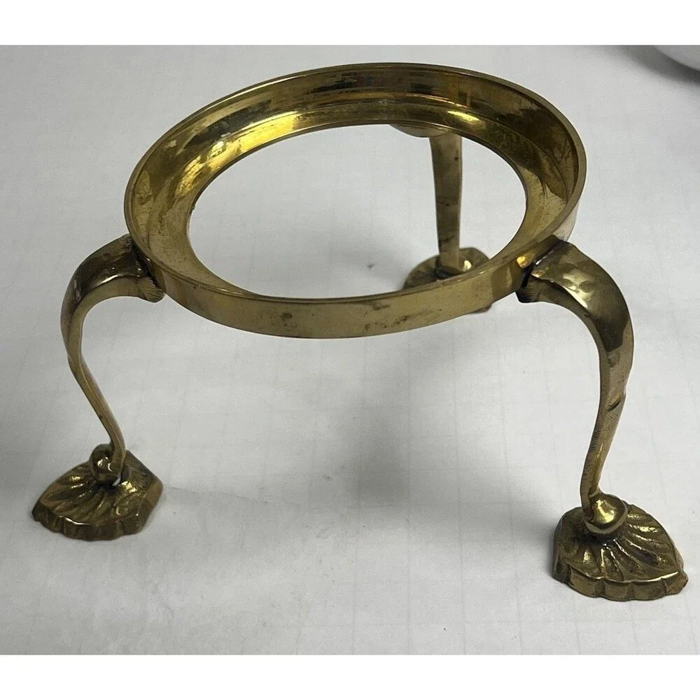 VTG Hollywood Regency Solid Brass Plant/Vase/Ball DisplayStand MCM Cabriole Legs